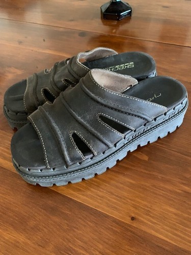 SKECHER'S Jammers Vintage 90's Y2K Women's Brown Leather Chunky Slide Sandal 9 - Picture 8 of 8