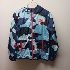 Reebok Classic Active Jacket Youth Boys Size M Windbreaker Hood Blue Camo