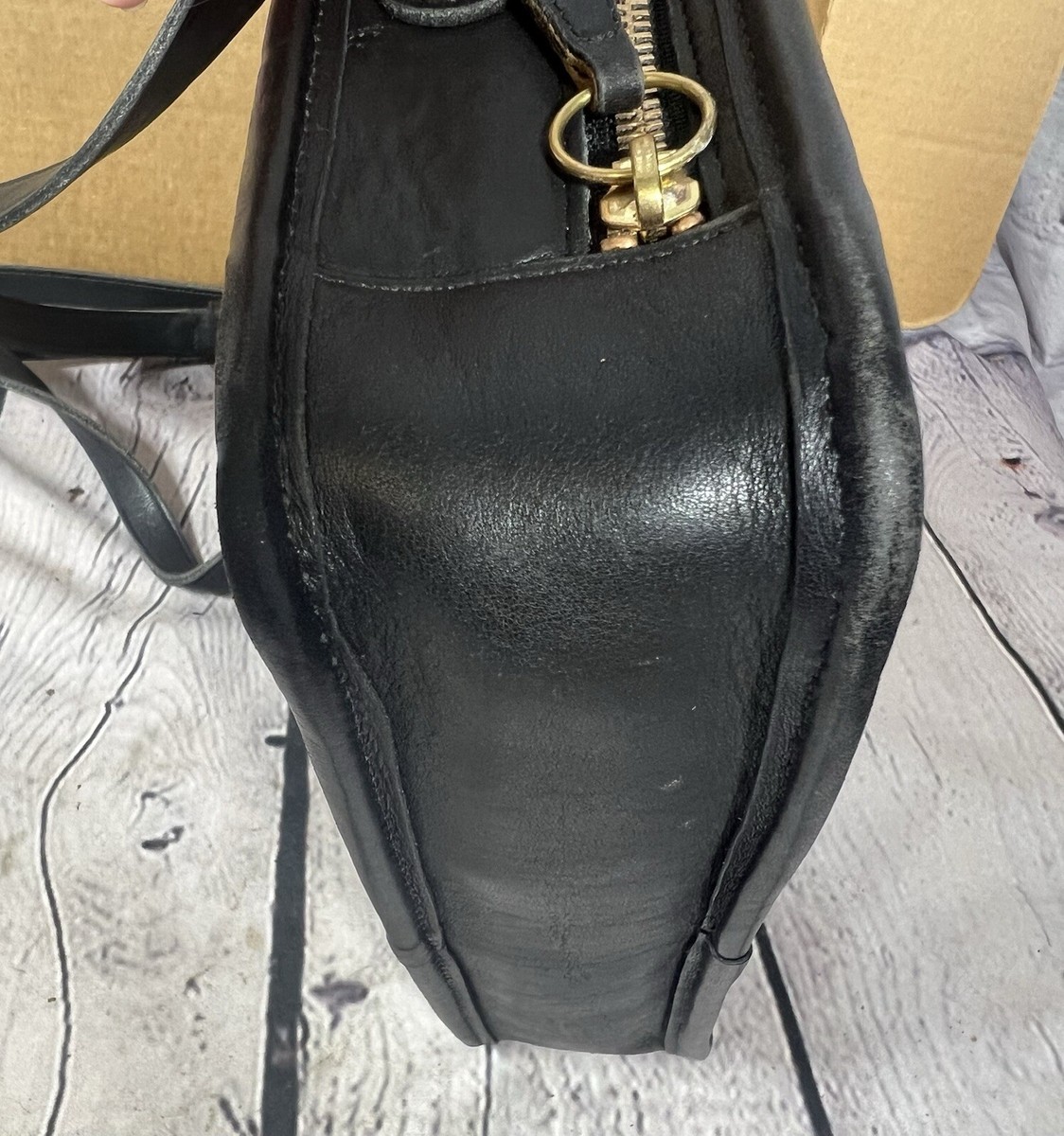 未使用保管品 vintage coach old black ダブルジップ 黒 Vintage COACH 9974 Multi Compartment Zip Bag Black Leather