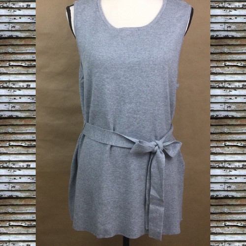 Adyson Parker Women’s Sleeveless Knit Pullover Sweater Top Grey Belted Sz XL New - Picture 2 of 7