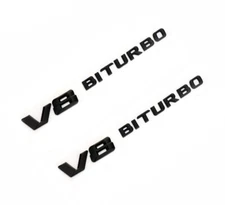 2pcs New V8 BITURBO Logo Emblem Side Fender Adhesive Nameplate (black)