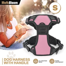 Pink Durable Reflective Pet Dog Harness w/ Handle No Pull for Confident Control
