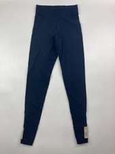 Reebok Women's S Navy Athletic Leggings With Mesh Ankle and Tan Accents