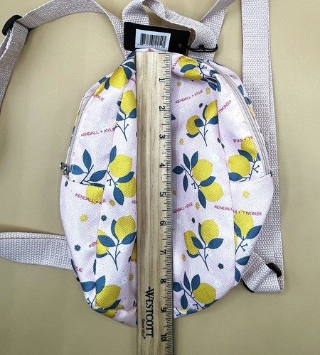 Kendall + Kyle Mini Backpack Pink with Lemons 8in x 6in x 3in Adjustable Straps - Picture 8 of 9