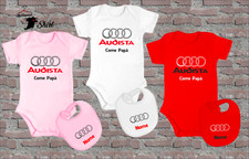SET BODY E  BAVAGLINO NEONATO AUDISTA COME PAPà 3 COLORI NOME IDEA REGALO AUDI