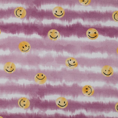 Stoff Meterware Lach Smileys lila Blush Musselin 100% Baumwolle Kinder - Bild 2 von 4