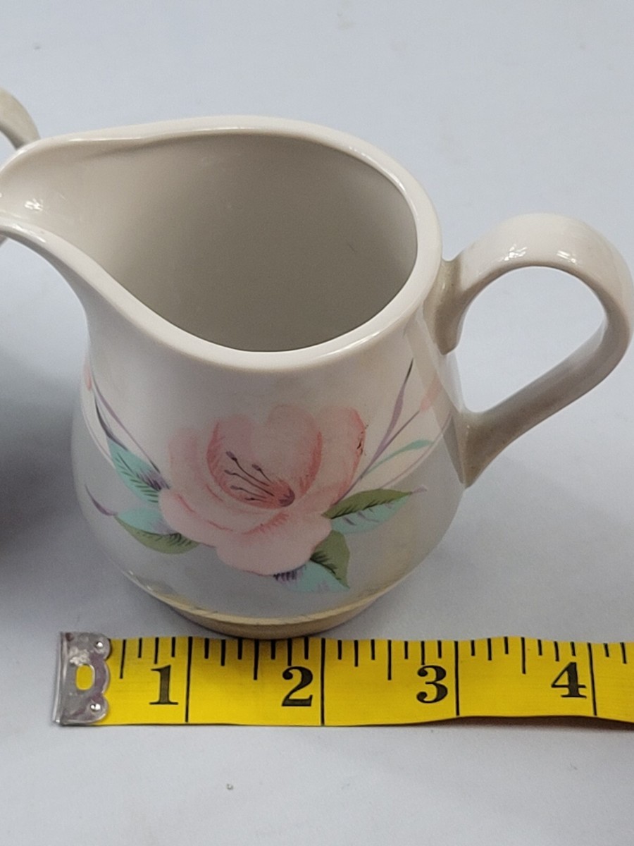 Vintage 1985 Victorian Rose Creamer & Covered Sugar Bowl Set