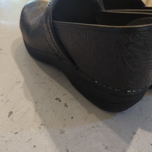 Dansko LT Pro Clogs Loafers Shoes Womens Size 42 EU 11.5/12 Black Tooled Floral - Picture 7 of 11