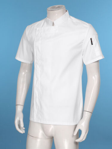 Mens Short Sleeve Chef Jacket Cooking Coat Top Restaurant Hotel Kitchen Workwear - Picture 18 of 34