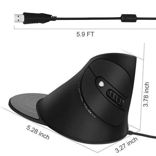Vertical Ergonomic Optical Mouse with 6 Programmable Buttons 800-3200 DPI Rem... - Picture 6 of 7