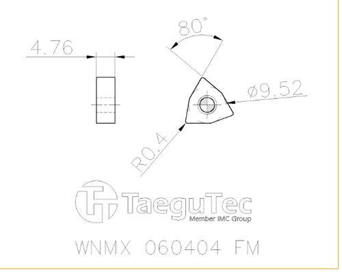 Inserto de torneado TaequTec WNMX060404 FM TT8125 HECHO EN COREA NUEVO 10 piezas. - Imagen 3 de 3