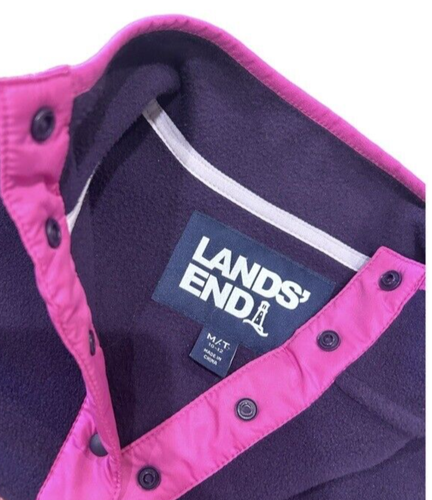 Lands End Nordic Fair Isle Fleecepullover 1/4 Druckknopf ~ Eisbär Elch ~ Gr. M Tall - Bild 2 von 7