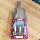 Natural Elements Contemporary Living Acacia Wooden Cheese Board Knife Set