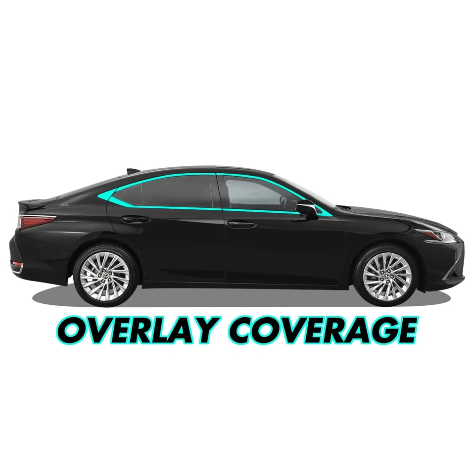 Chrome Delete Blackout Overlay 适用于 2019+ 雷克萨斯 ES 250 350 F 运动窗饰 — 第 2/4 张图片