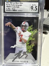 JUSTIN FIELDS 2021 Wild Card Matte White Red Hot Rooki Auto Ice /25 CSG MINT 9.5