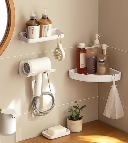 Universal Hair Dryer Holder, Wall Mount for Hair Dryer Hook with Plug&Cord Organ - Picture 5 of 12