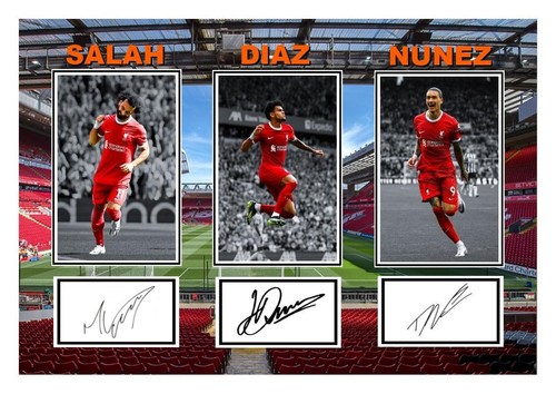 (590 mo salah luis diaz darwin nunez liverpool signed photograph unframed/framed - Picture 2 of 6