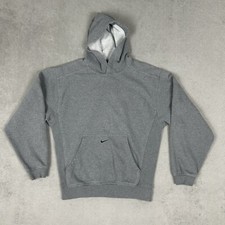 Vintage Y2K Nike Center Swoosh Hoodie Mens S Gray Heavyweight Fleece Pullover
