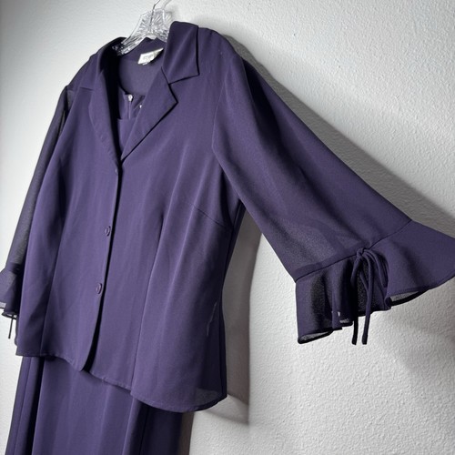 Studio I Dark Purple Amethyst Tank Dress with Matching Cardigan Womens Size 14W - Picture 3 of 11