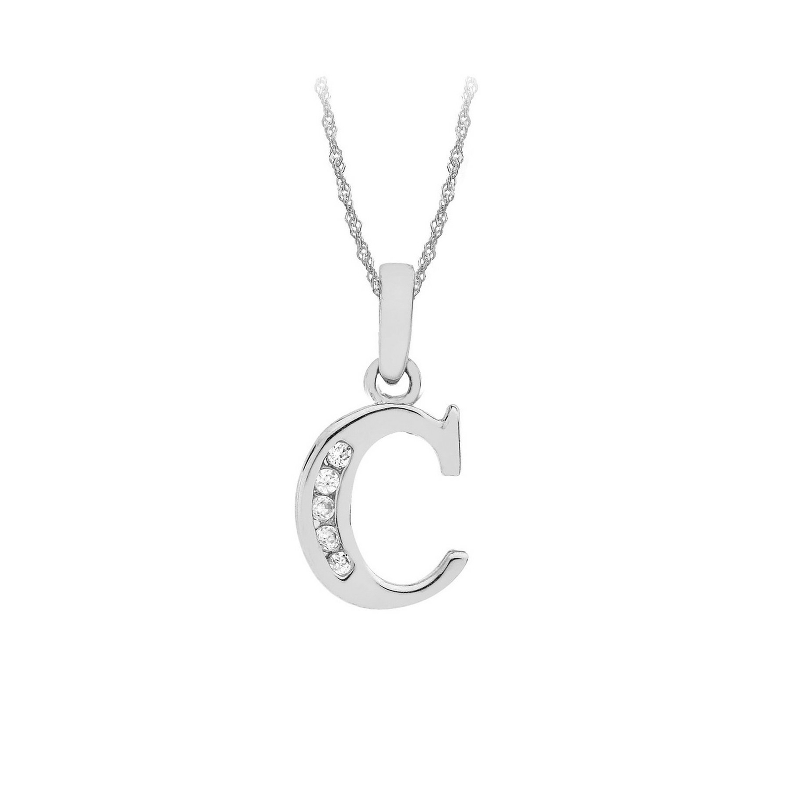 Carissima gold Women's 9 ct White gold Cubic Zirconia Initial Pendant on 9 ct... Carissima gold Women's 9 ct White gold Cubic Zirconia Initial Pendant on 9 ct...