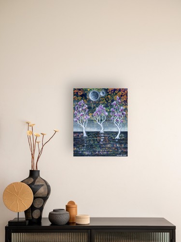 Original Gemälde auf Leinwand, 8 x 10 Zoll OOAK, Bäume, surreales Kunstwerk von Jasmine Star - Bild 3 von 8