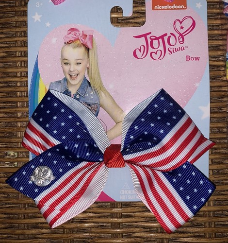 NWT Girls JOJO SIWA 5 Bows -4th Of July Patriotic, Pink & 3 Dance Gem Heart Bows - Picture 2 of 5