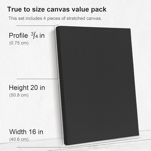 100% Cotton Black Canvases - 4 Pack, 16x20 Inch for Oil & Acrylic - Picture 5 of 9