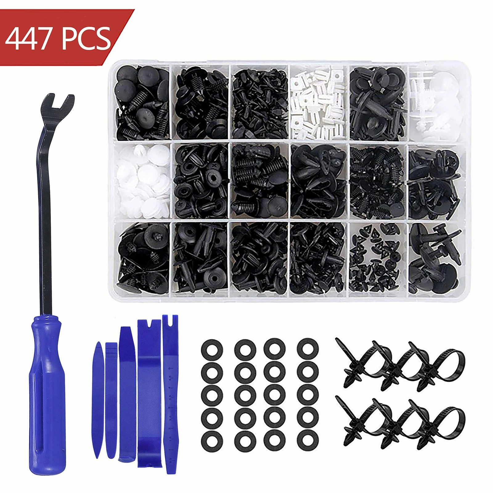 Manelord 汽车车身紧固件铆钉夹套件 - 447 件汽车夹套装，带推杆... - 图片 2 / 7