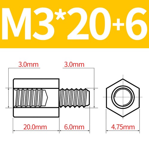 M3 M4 Male-Female Brass Hex Standoff Spacer Thread Pillar Studs Screw Column Nut - Picture 25 of 43