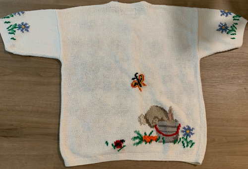 vtg Signatures Northern Isles cardigan sweater size M Bunny Flower Spring EC - Picture 6 of 9