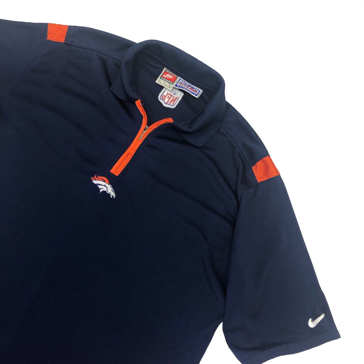 Rare VTG Nike Pro Line Broncos 1 4 Zip Polo Shirt Men s Size Large Red Tag