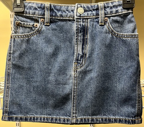 GAP Kids Girls Denim Medium Wash High Rise Jean Skirt With Pockets Size 6 New - Picture 1 of 10