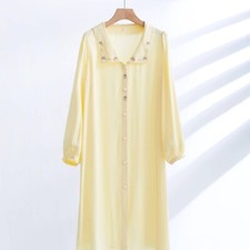 Spring Floral Nightdress Comfortable Sleep Dress Long-Sleeved Nightdress