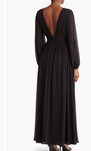 Love X Design Black Plunging V Neckline Maxi Dress Size M New Long Sleeve Gown - Picture 2 of 12