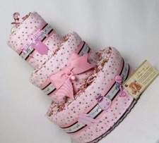 Baby Diaper Cake Polka Dot Girl Pink Gift Centerpiece Newborn Present