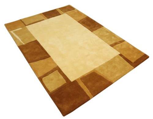 Braun Wolle Teppich Beige Handgetuftet Modern 160X230 cm Handarbeit T911 - Bild 3 von 5