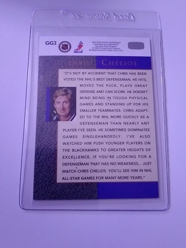 1993-94 Upper Deck #GG2 Chris Chelios Gretzky's Great Ones Hockey Card 1102G - Picture 2 of 2