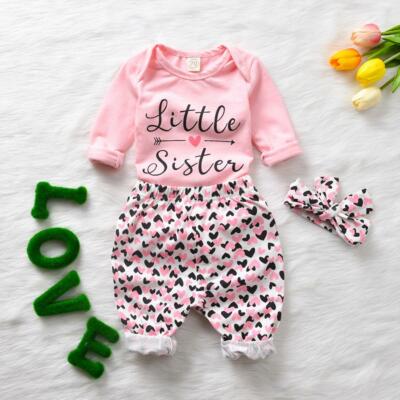 Baby Girl Long-Sleeves 2pcs Clothes Sets Rompers Floral Suspender Skirt WT7n