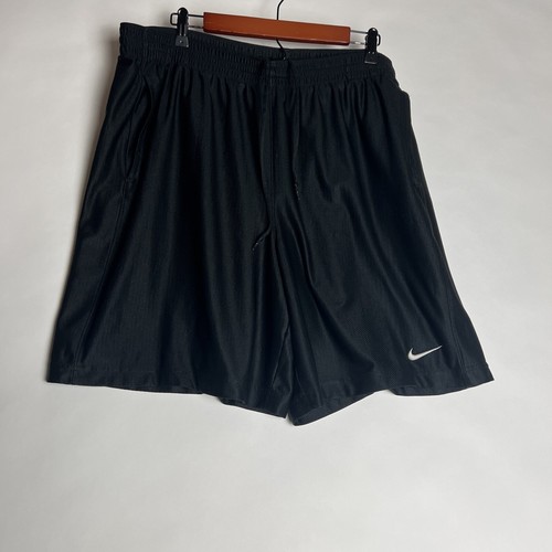 Nike Strick Workout Shorts Herren XXL Kordelzug Taschen bestickt Swoosh schwarz