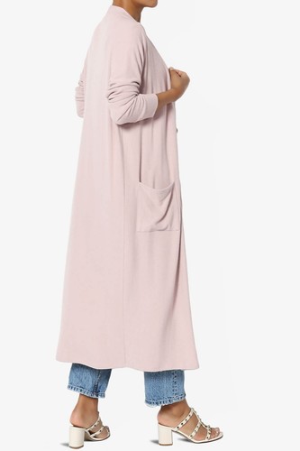 Women's Cardigan Long Sleeve Open Front Draped Sweater Long Duster w/ Pockets - Picture 31 of 57