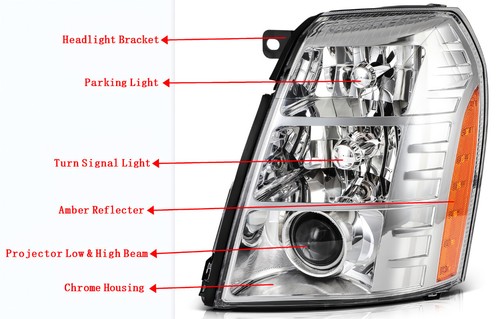 For 2009-2014 Cadillac Escalade Right side Chrome HID Xenon Projector Headlight - Picture 4 of 12