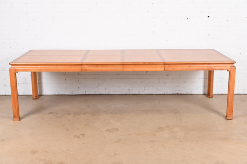 Henredon Mid-Century Hollywood Regency Mahogany and Burl Wood Dining Table - Picture 3 of 11