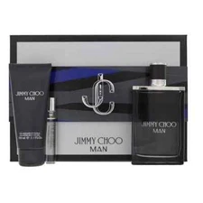 Jimmy Choo Man 3.3 Oz Eau De Toilette Spray .25 Mini 3.3 Oz Shower Gel 3 Pc Set