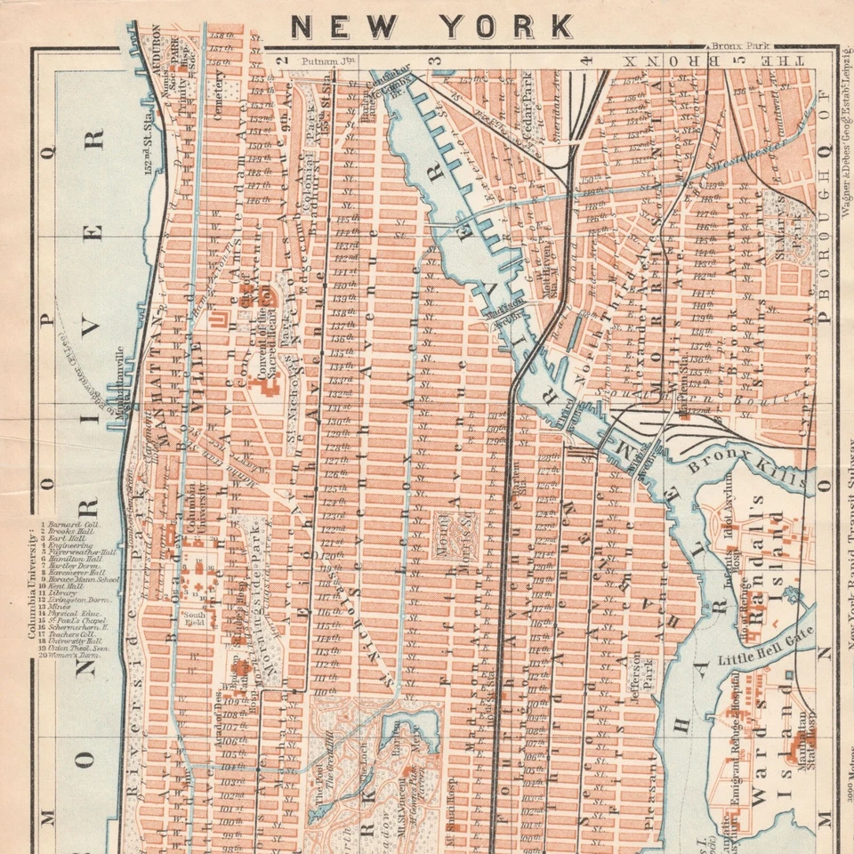 MANHATTAN Original map 1909 Broadway Authentic NEW YORK CITY ANTIQUE MAP - Image 2 of 4