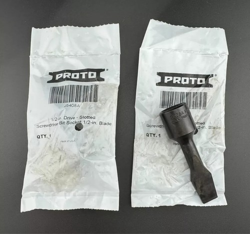 NEW 2-Pack PROTO 1/2" Drive Slotted Screwdriver Bit Socket J5408A - Free Ship. - Bild 2 von 3