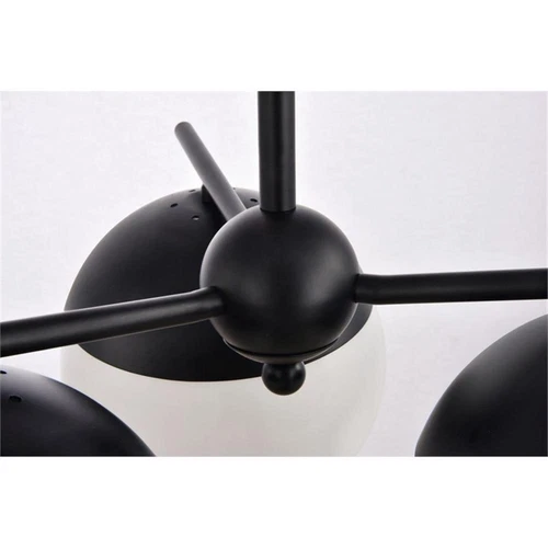 Living District Eclipse 3-Light Metal & Glass Pendant in Black and Frosted White - Picture 5 of 5