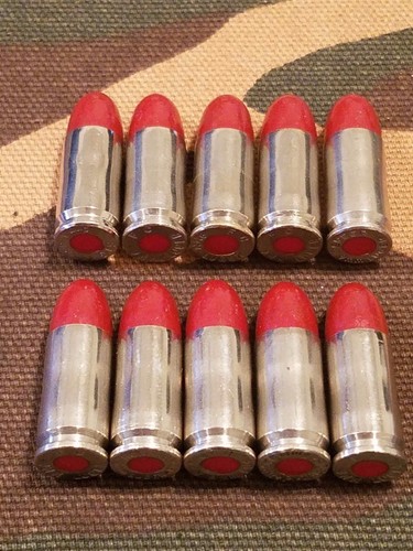9MM LUGER SNAP CAPS  SET OF 10 (RED+NICKEL) REAL WEIGHT!! - Picture 1 of 6