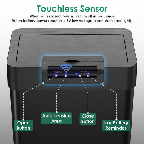 21.1 Gallon / 80L Automatic Trash Can Stainless Steel Motion Sensor Garbage Can - Picture 3 of 9