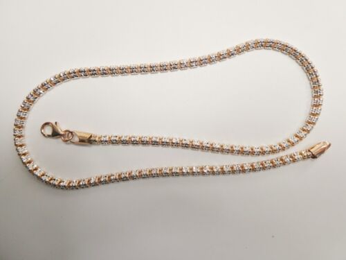 REAL 925 STERLING SILVER 3MM ICE LINK ROSE GOLD CHAIN BRACELET NECKLACE - Picture 9 of 15