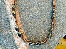 100% Magnetic Hematite Black n Copper Bracelet Anklet Necklace 1 Row Mens Womens
